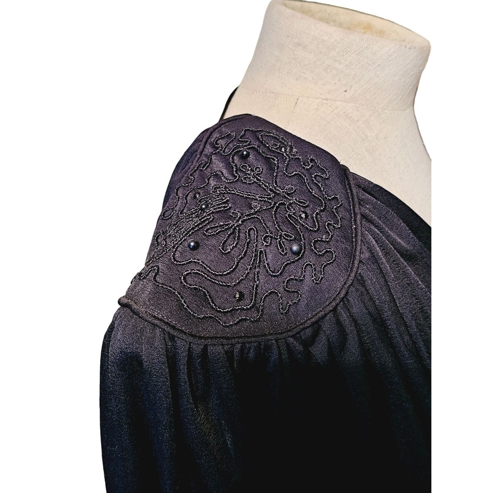 California Talls vintage 80's Dress size 20 beaded shoulder low back black - Picture 5 of 16